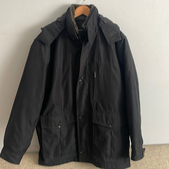 London Fog Men’s Black Coat with Zip Out Faux Fur Lining - Picture 1 of 16